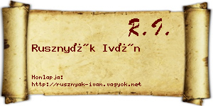 Rusznyák Iván névjegykártya