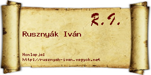 Rusznyák Iván névjegykártya